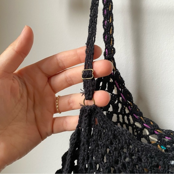 Black Crochet Dress Beach Coverup size M - Picture 5 of 6